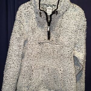 Victoria's Secret PINK Gray Sherpa Pullover